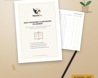 Hifz-Tracker zum Ausdrucken | Koran-Lernplaner, Wiederholungsprotokoll für Sabaq Sabqi Manzil, Checkliste für 114 Suren, Ramadan-Planer (PDF) | A4-Format