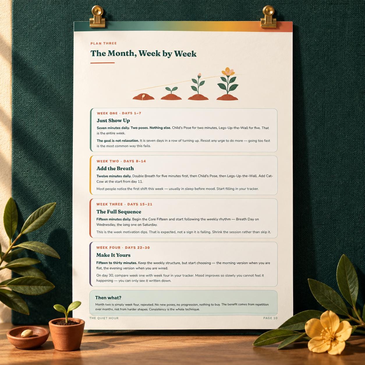 Breathing techniques page from the printable yoga guide