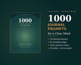 Schreibanregungen zum Ausdrucken, 1000 geführte Fragen zum Journaling, 67-seitiges Selbstreflexionsjournal (PDF), Arbeitsbuch für Selbstfürsorge und persönliche Weiterentwicklung