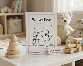 Winter-Malbuch zum Ausdrucken für Kinder von 3-8 Jahren | 50 Seiten mit Bären, Schneemännern und gemütlichen Wintermotiven | Vorschulaktivität (PDF-Download)