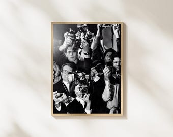 Paparazzi Wall Art, Black and White Photography, Vintage Photographer Poster, Fashion Editorial Print, Camera Art, Digital Download