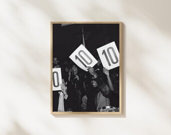 Vintage Party Wall Art, Black and White Celebration Print, Number 10 Photography, Nightlife Poster, Retro Party Digital Download