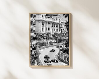 Monaco Grand Prix Wall Art, Formula Racing Photography, Black and White Motorsport Print, Monte Carlo Race Poster, Racing Decor