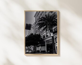 Hollywood Wall Art, Los Angeles Black and White Photography, Hollywood Boulevard Print, California Street Photo, LA City Decor