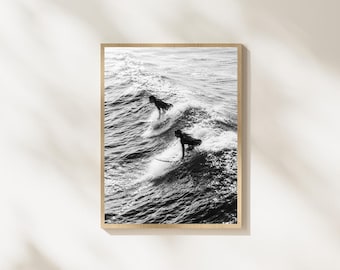 Black and White Surf Wall Art, Surfer Photography, Ocean Wave Print, Coastal Beach Decor, Vintage Surfing Poster, Summer Wall Art