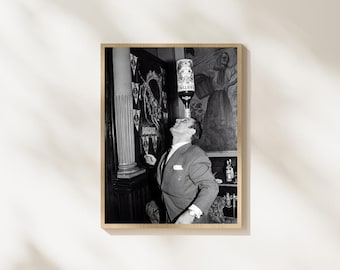 Vintage Martini Bar Wall Art, Black and White Cocktail Photography, Retro Drinking Print, Italian Nightlife Digital Download