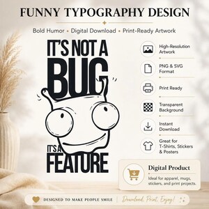 No es un error, es una característica SVG Camiseta de programador PNG Meme de codificación de informática Vector Regalo de ingeniero de software Cricut