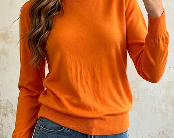 Pull en maille pour femme, automne-hiver, col rond ample, manches longues, haut décontracté doux et confortable, pull simple et polyvalent