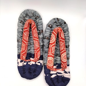 men&#39;s slippers, slippers women, 26.5cm, Flip Flops, Nuno Zori, Handmade, Kimono, Vintage fabric, Japanese gifts, inner shoes -325