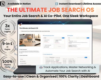 Job Search OS Notion Template | Application Tracker, AI Prompts, Interview Prep (Digital Download)