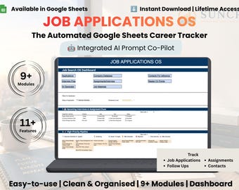Job Application Tracker Google Sheets | AI Prompt Generator, STAR Interview Vault (Digital Download)