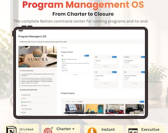 Program Management OS Notion Template | Project Tracker, Budget, Risks (Digital Download)