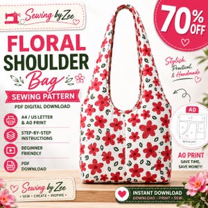 Tote Bag Sewing Pattern PDF | Beginner Shoulder Bag | 5 Sizes | A4 A0 US Letter |  Instant Download| Sewing by zee