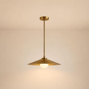 Luxury Brass Cone Pendant Light, Modern Hanging Lamp, Kitchen Island Lighting, Mid Century Ceiling Light