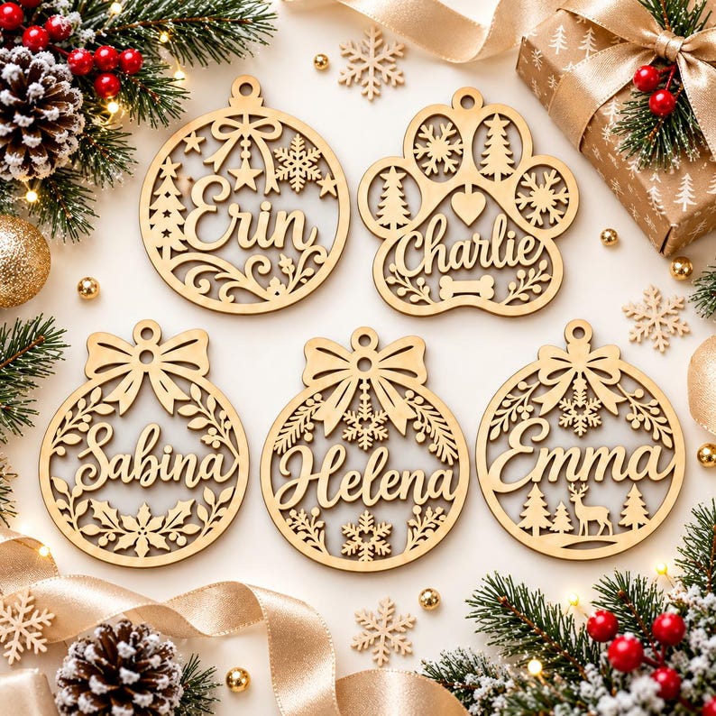 Custom Monogram Dxf File Custom Name Christmas Ornament: SVG Laser Cut Files, Personalized ...