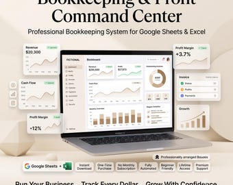 Small Business Bookkeeping Spreadsheet | Google Sheets & Excel Accounting Template | Income and Expense Tracker | Profit and Loss Dashboard