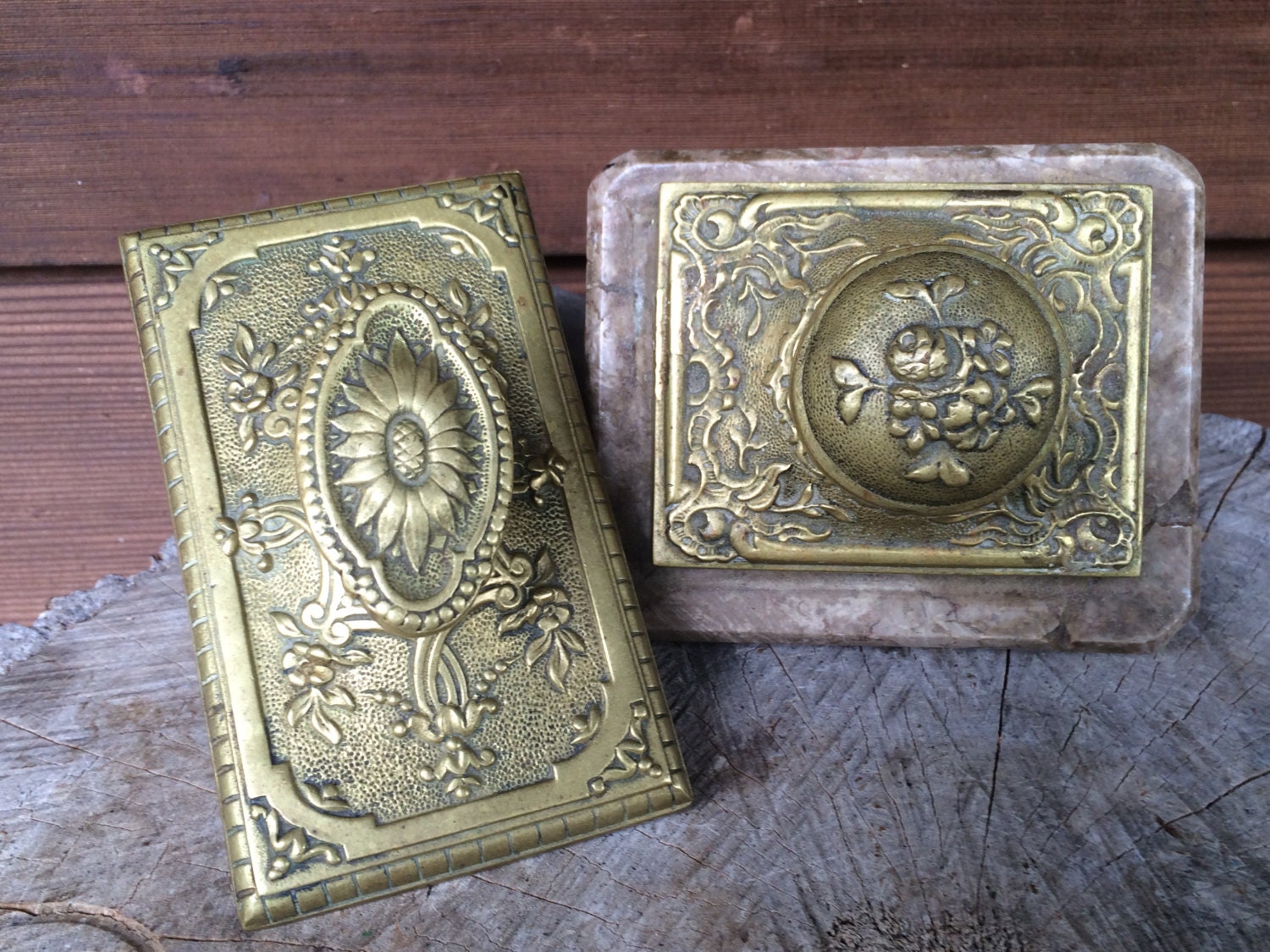 Set of Two Antique Brass Ink Blotters Etsy