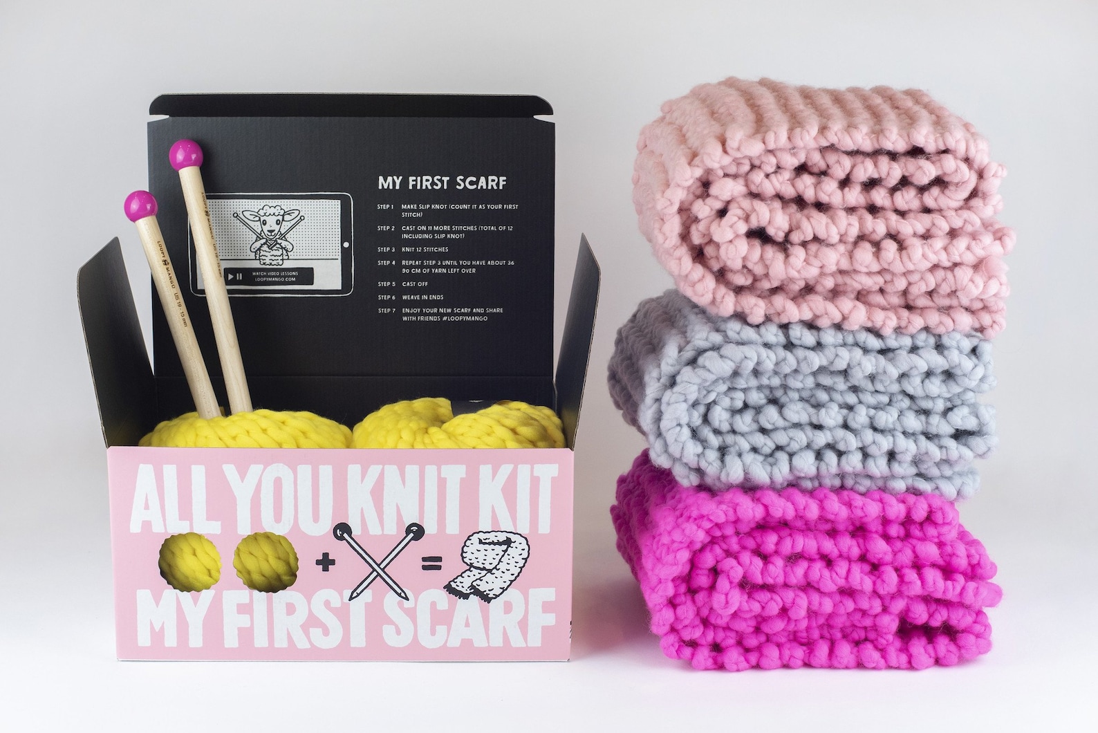 All You Knit Kit - My First Scarf - Chunky Merino Wool - Etsy