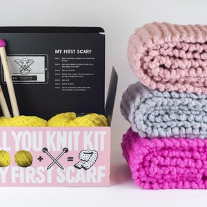 All You Knit Kit - My First Scarf - Chunky Merino Wool - Etsy
