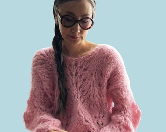 Loopy Mango Peacock Plumes Sweater - PATTERN - Mohair So Soft