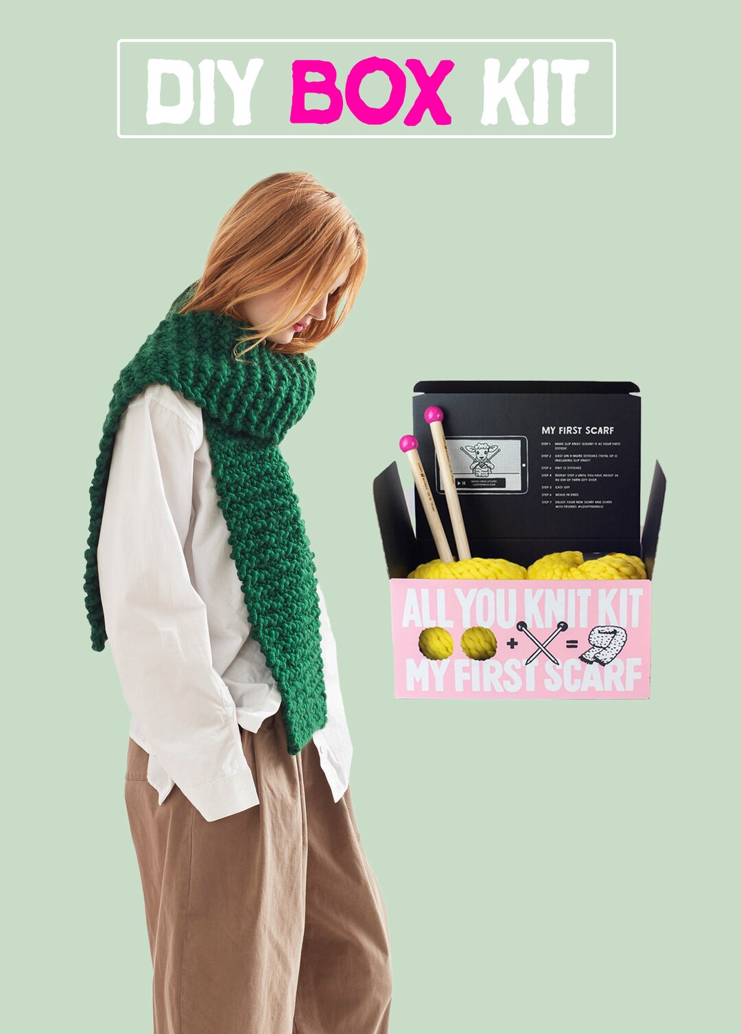 All You Knit Kit - My First Scarf - Chunky Merino Wool - Etsy