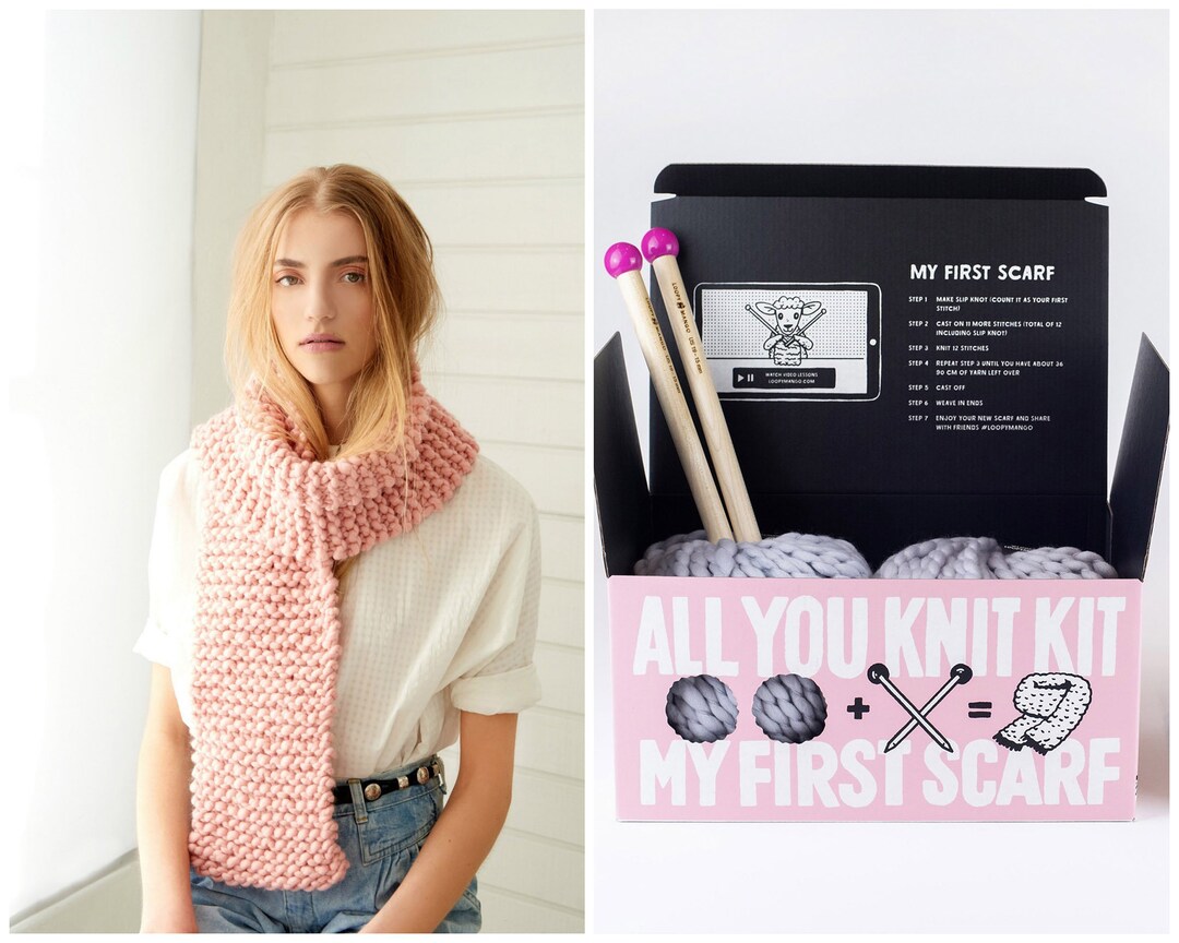 Verhandeling Voeding Ongehoorzaamheid All You Knit Kit Mijn eerste sjaal Chunky Merino Wool - Etsy Nederland