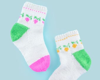 Meias Loopy Mango Flower - PADRÃO - Dream (Merino Worsted)