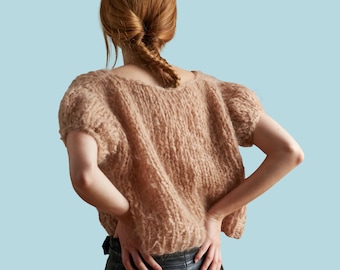 Loopy Mango Mohair Puff Sleeve Top PATTERN - Mohair So Soft Yarn