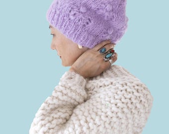 Gorro com pompom - PADRÃO - Mohair super macio