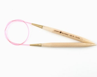 Maple Wood & Brass Circular Knitting Needles US15 - 10 mm (20'' - 50 cm length)