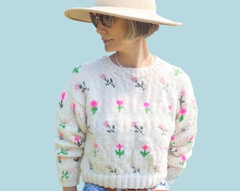 Suéter Loopy Mango Florist - MOLDE - Dream (Lã Merino Worsted)