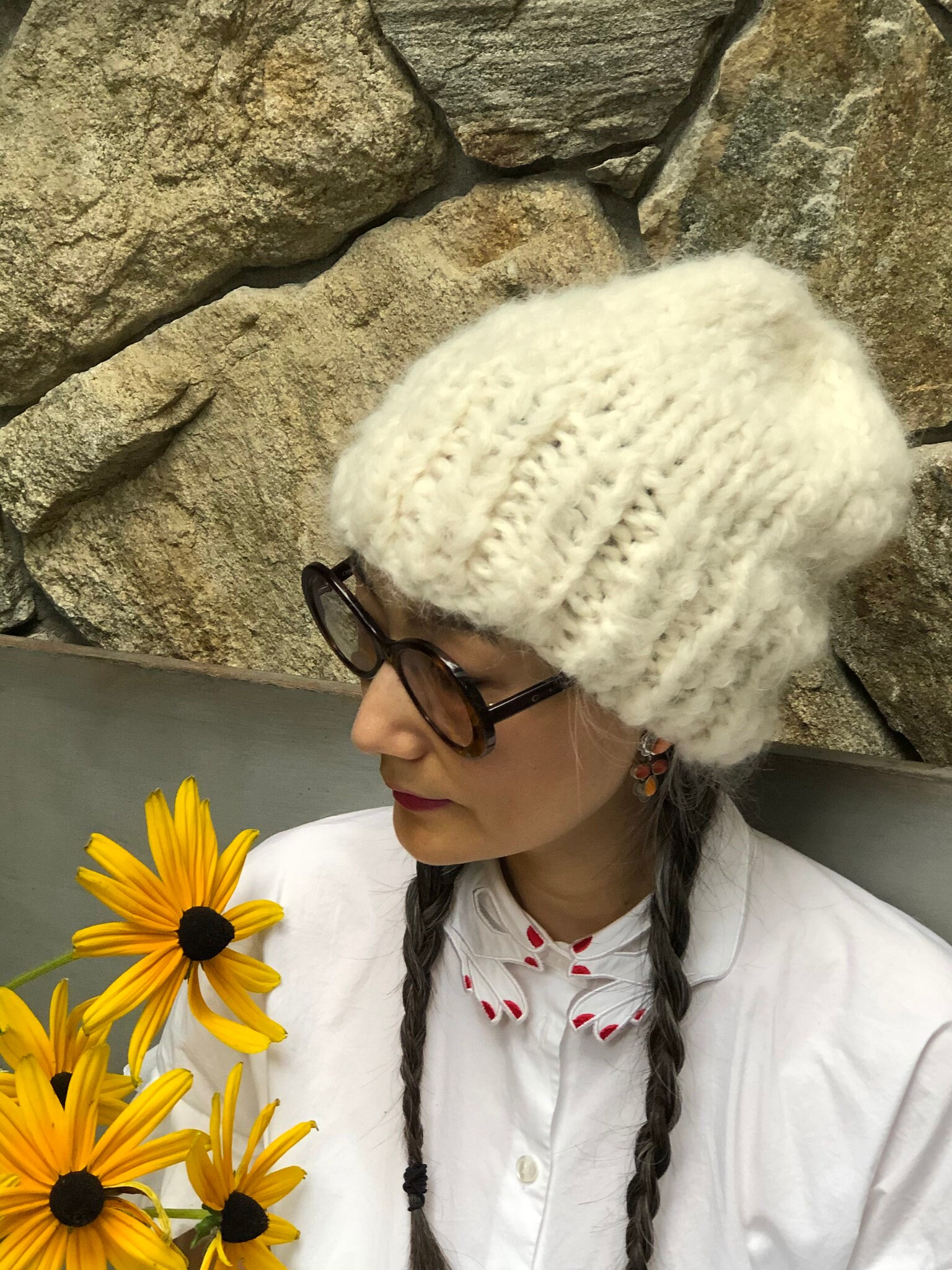 Loopy Mango Slouchy Beanie-solid and Stripe PATTERN - Fluffy 