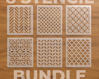 6x6 Schablonen-SVG-Bundle, Mylar-Schablonendateien für die Kartenherstellung, geometrische florale Hintergrundschablonen, Set mit Farbmischschablonen für Papierbastelarbeiten