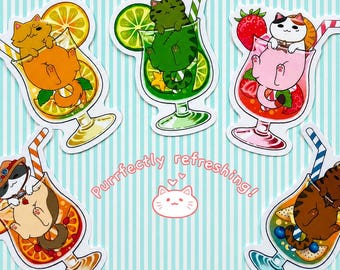 One piece cat drink stickers