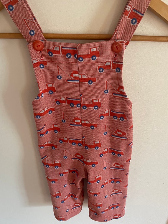 Vintage Carter's Red Truck Overalls 12m 18m - image 2