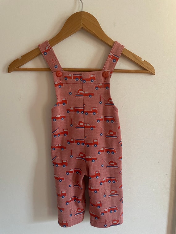 Vintage Carter's Red Truck Overalls 12m 18m - image 1