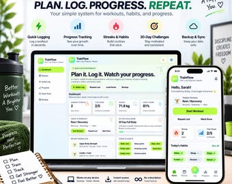 Träningsplanerare | Offline webbapp | Träningsspårare | Fitnesstracker | Träningslogg | Gymplanerare | Direktnedladdning | Mobilvänlig