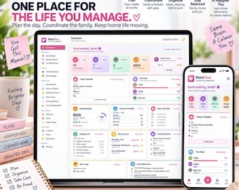 Planificador de vida para mamás / Aplicación web para mamás ocupadas / Planificador digital para mamás / Organizador familiar / Planificador de limpieza y presupuesto de comidas