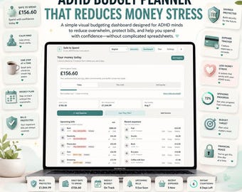 ADHD-budgetplanerare webbapp | Översikt över pengahantering | ADHD-ekonomispårare | Utgifts- och fakturaspårare | HTML-budgetplanerare webbapp