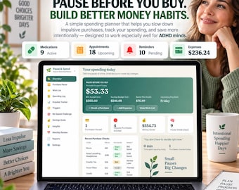 Impulsutgiftsspårare | ADHD-vänlig | Webbapp för utgiftsfria utmaningar | Pengasparplanerare | Budget- och utgiftsspårare | HTML-instrumentpanel