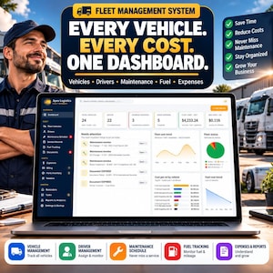 Fleet Management Dashboard, Fleet Maintenance Tracker, Vehicle Expense Log, Fuel Tracker, Maintenance Schedule