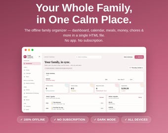 App för familjeorganisering | Familjeplanerare | aktivitetsmätare för barn | Matplanerare | Sysslor | HTML-webbapp | Direktnedladdning