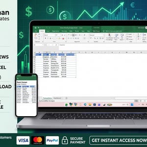 Smart Monthly Budget Tracker Excel Template, Finance Dashboard (Digital Download)