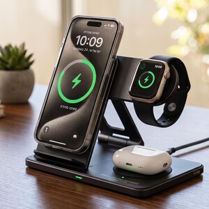 30W Foldable Magnetic Wireless Charger for iPhone, Apple Watch, AirPods