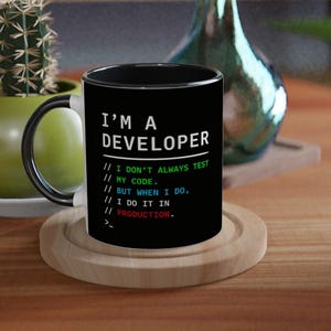 Schwarze Developer Tasse mit Terminal-Design, beidseitig bedruckt, Geschenk für Programmierer