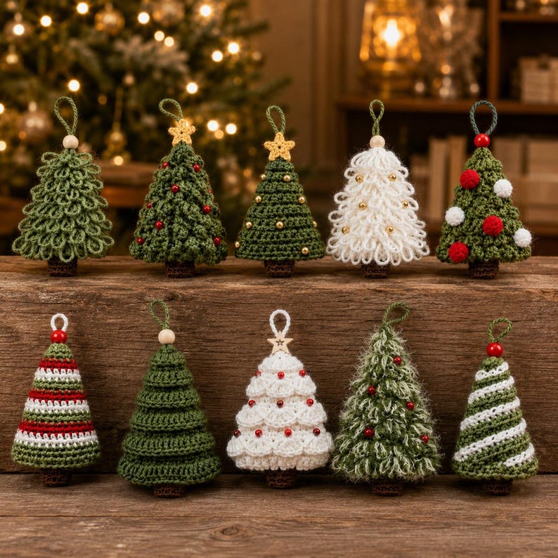 Crochet Christmas Tree Ornament Patterns | 10 Holiday Designs | PDF