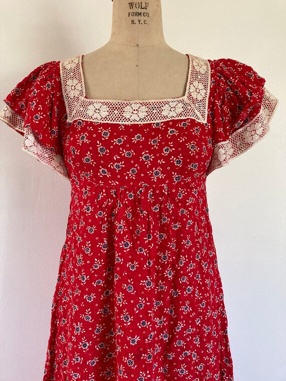 1970s prairie maxi dress