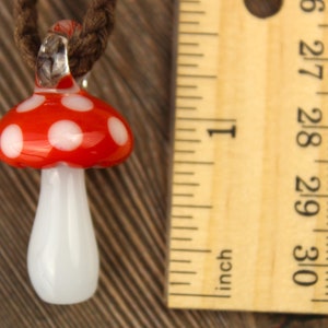 Glass Mushroom Necklace, Blown Glass Pendant, Hemp Necklace, Metal Free Jewelry, Hippie Gifts, Mushroom Lover Gifts, Mushroom Gift for Women image 5