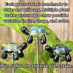 Blown Glass Tortoise Plant Stake, Turtle Planter Ornament, House Plant Stakes, Turtle Decor, Tortoise Gifts, Plant Gifts, Gardener Decor image 2