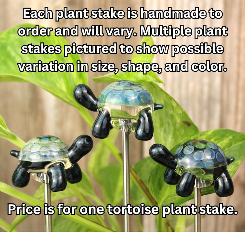 Blown Glass Tortoise Plant Stake, Turtle Planter Ornament, House Plant Stakes, Turtle Decor, Tortoise Gifts, Plant Gifts, Gardener Decor Bild 2